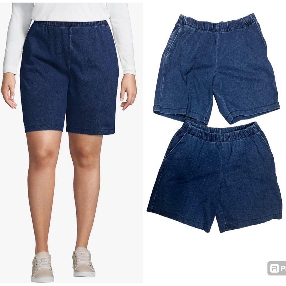 BUNDLE  Lands’ End Pull-On Sport Knit Short Denim Blue Size XS‎ Summer Casual